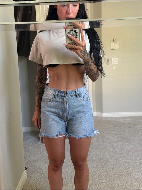 J galt Pants - Light Blue High-Rise Denim Jean Shorts